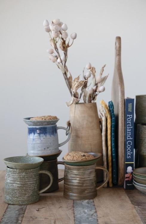 12 oz Stoneware Mug with Snack Plate Topper