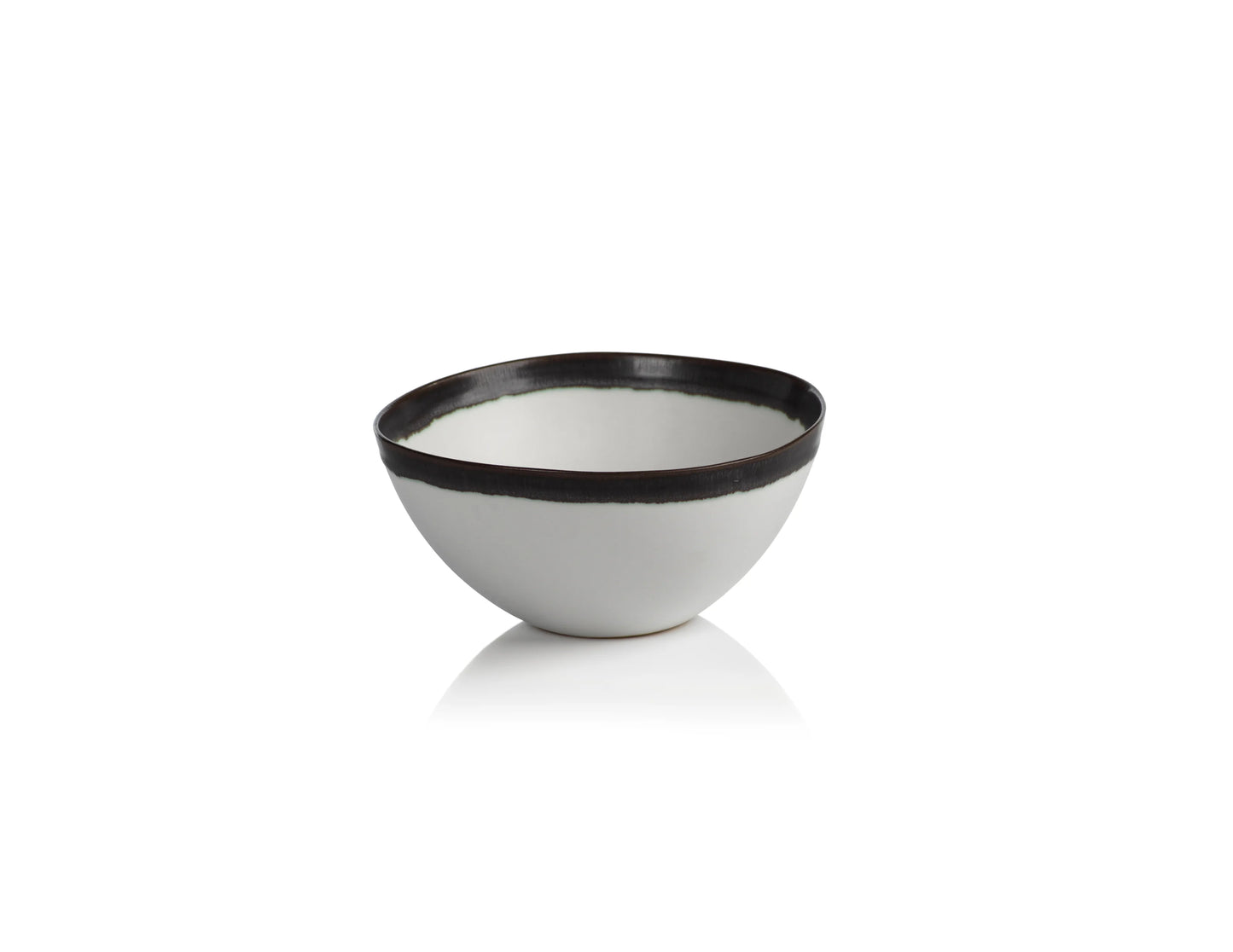 Trento White Ceramic Bowl with Black Volcanic Rim