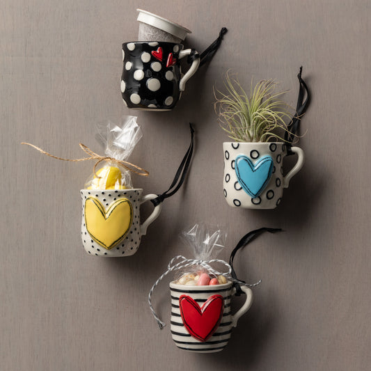 Heartful Coffee Pod Mug Ornaments 4 Asst